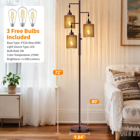 Hotsonic three-800lm-led-bulbs-included-floor-lamp ships with long-lasting bulbs.