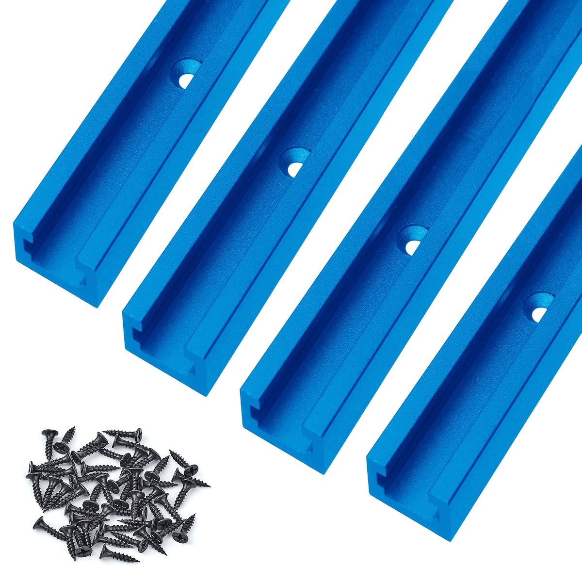 HOTTARGET 48-inch blue T-track with double-cut profile for precise clamping
