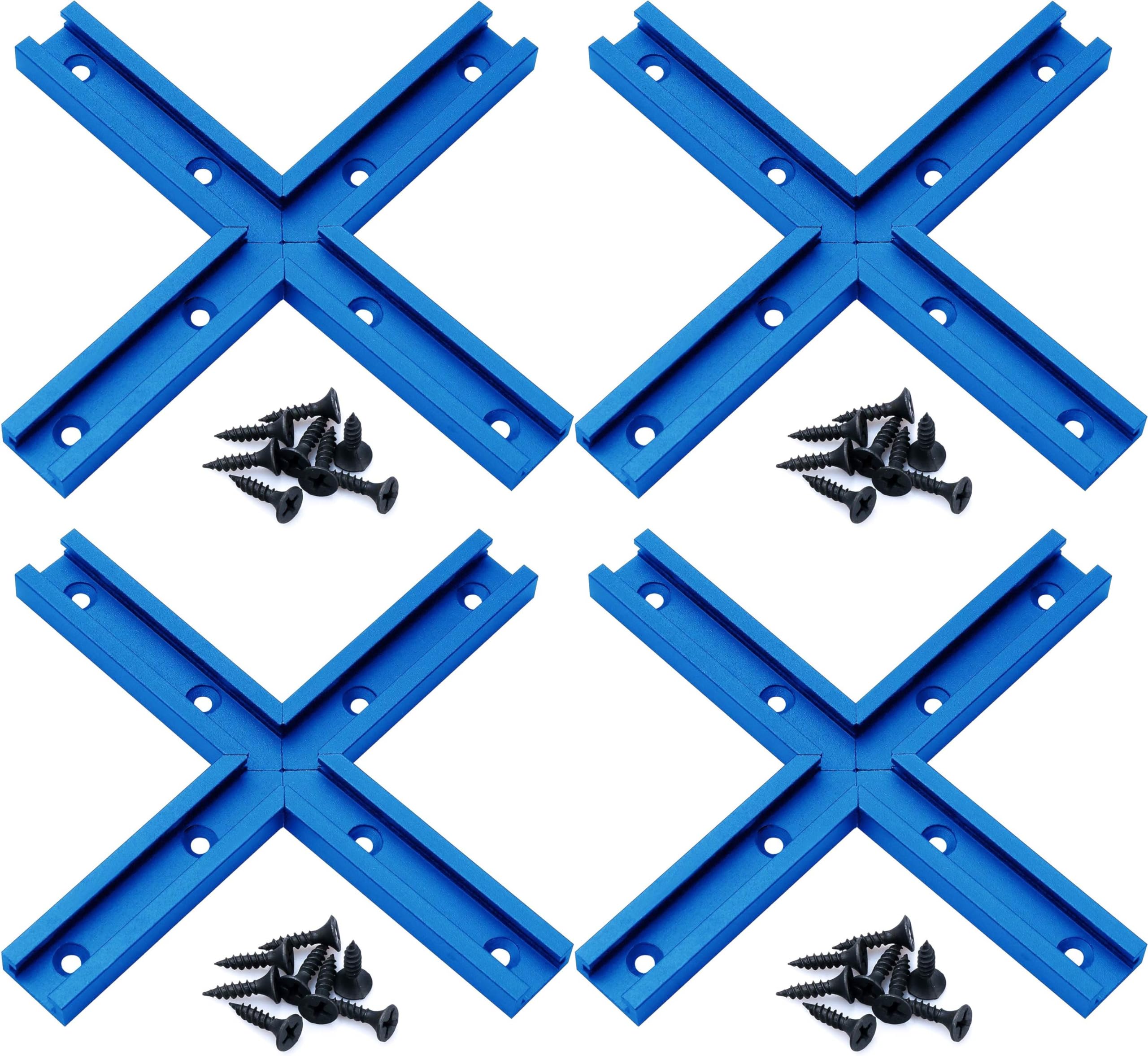 HOTTARGET aluminum T-track intersection kit blue for precise woodworking alignment.
