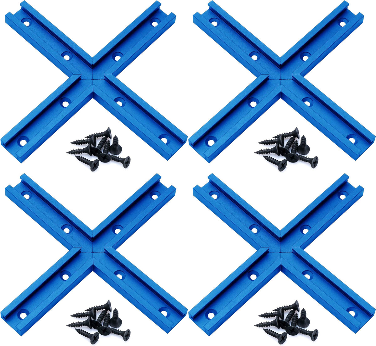 HOTTARGET aluminum T-track intersection kit blue for precise woodworking alignment.