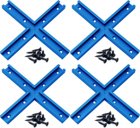 HOTTARGET aluminum T-track intersection kit blue for precise woodworking alignment.