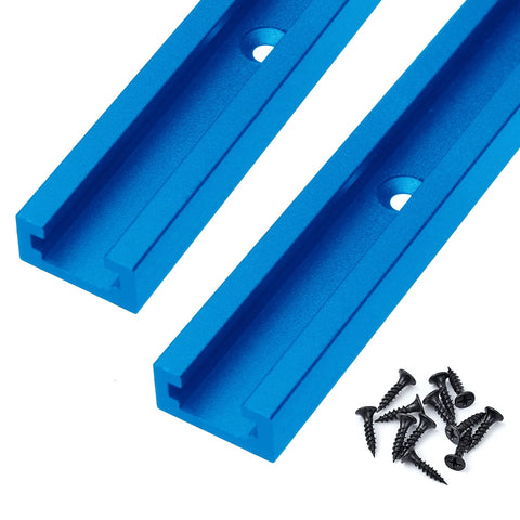 HOTTARGET T-Track blue 24inch for precise clamp alignment in woodworking.