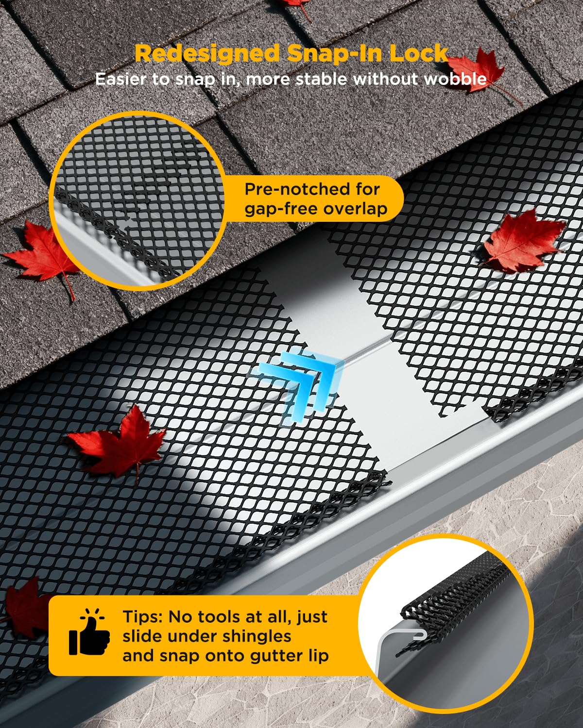 Heavy rain scenario with HOTYELL gutter guard preventing overflow and clogs