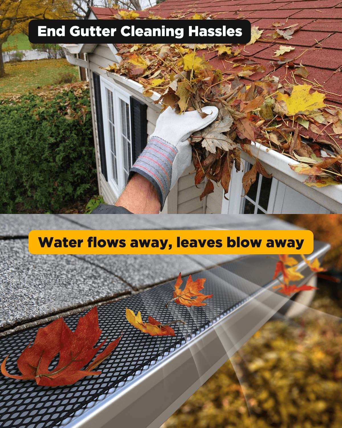 HOTYELL gutter guard fitting 4–6 inch K-style gutters for seamless overlap