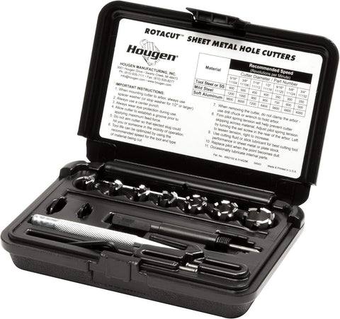 Hougen RotaCut fractional hole cutter kit in use for precise mounting holes.