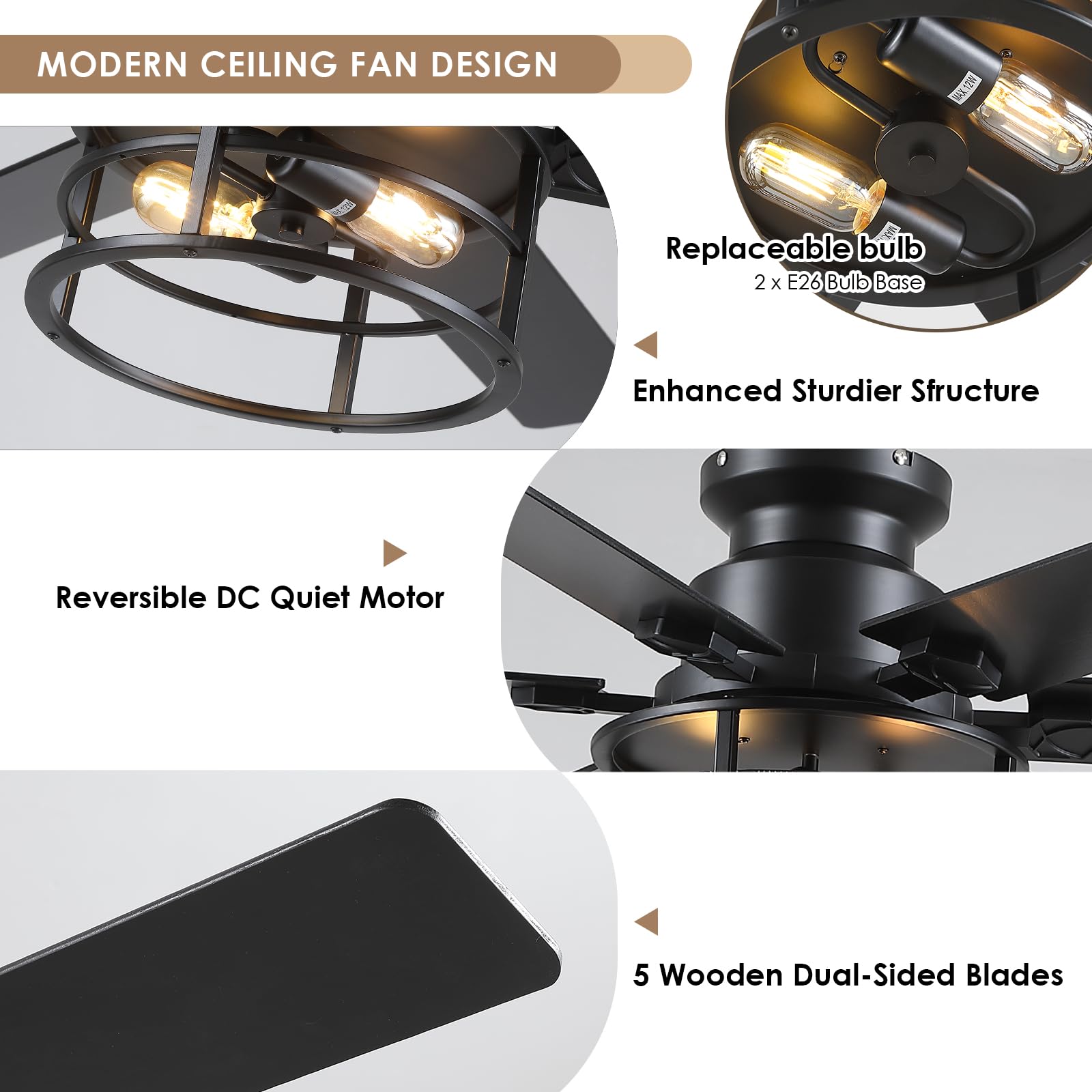 Hounberi DC motor quiet operation keeps bedrooms peacefully quiet