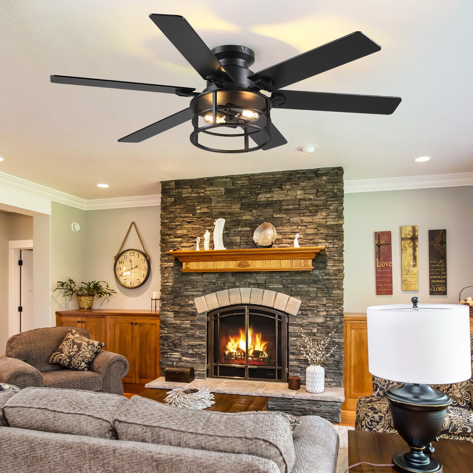Hounberi two mounting rods adapt to ceiling heights for flexible installation