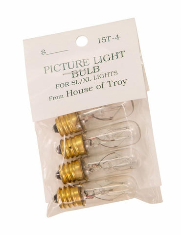 House of Troy 15T4 bulbs pack of 4, ideal for durable display lighting.