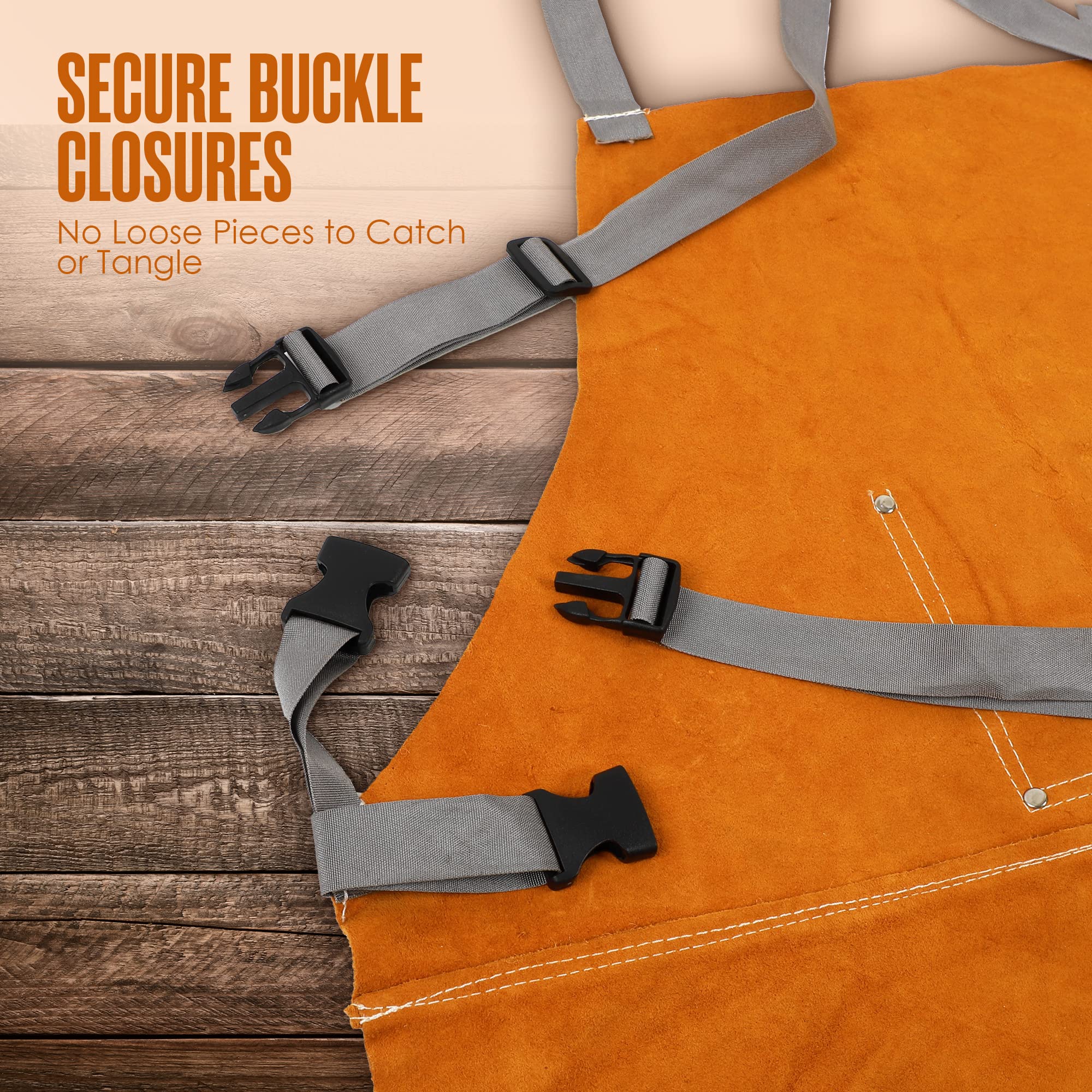 Houseables leather apron withstands heavy materials while remaining lightweight for transport