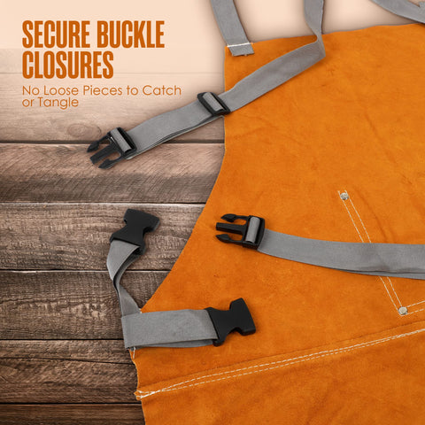 Houseables leather apron withstands heavy materials while remaining lightweight for transport