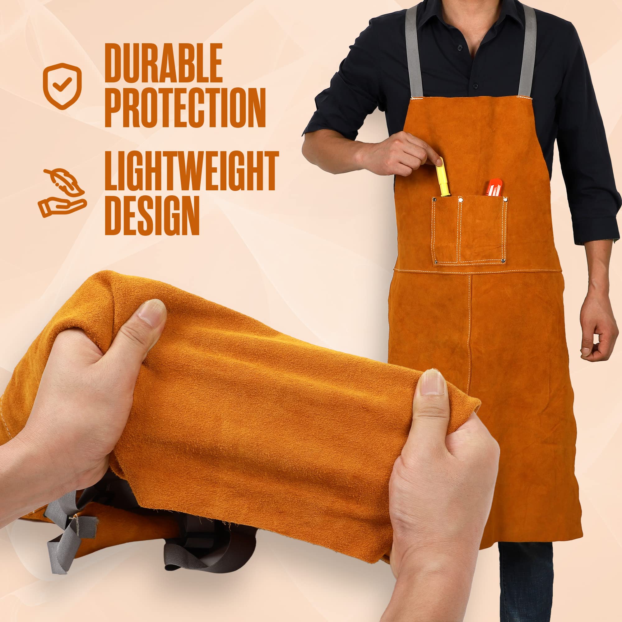 Houseables leather apron supports woodworking and metalworking with a sturdy, comfortable fit