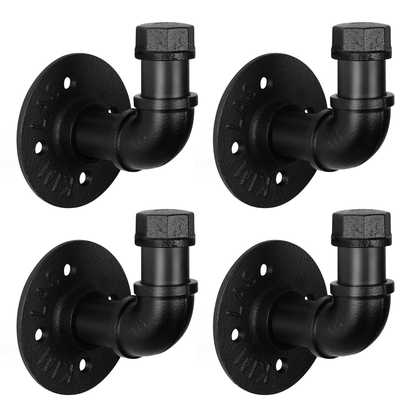 HouseAid industrial pipe towel hook holder in matte black for bathroom organization