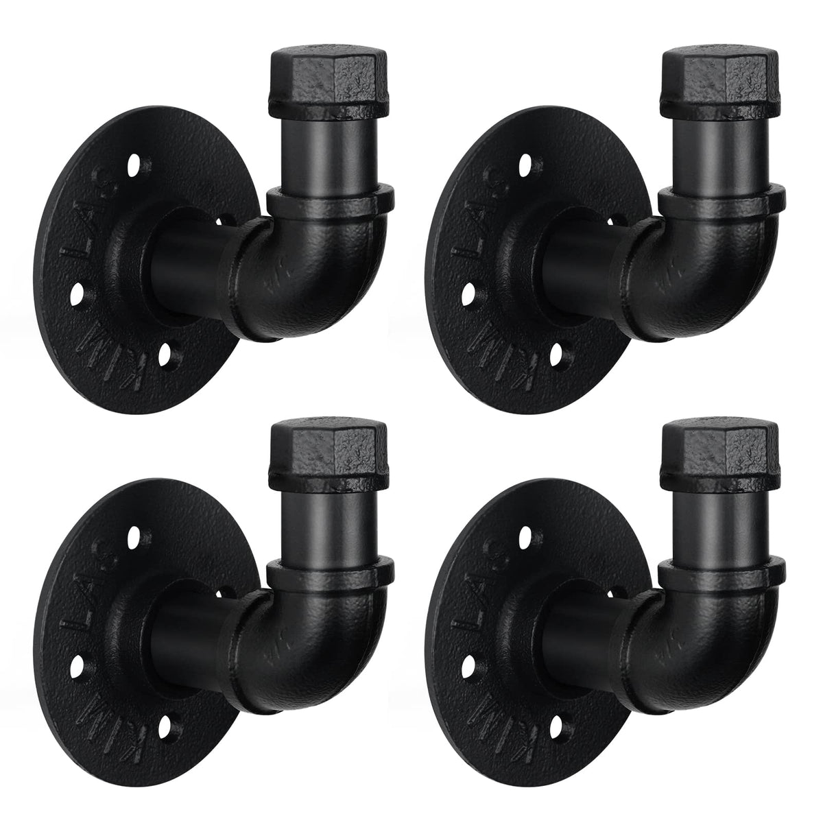 HouseAid industrial pipe towel hook holder in matte black for bathroom organization