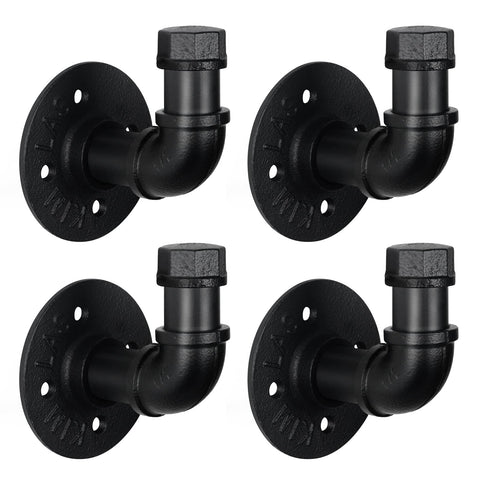 HouseAid industrial pipe towel hook holder in matte black for bathroom organization