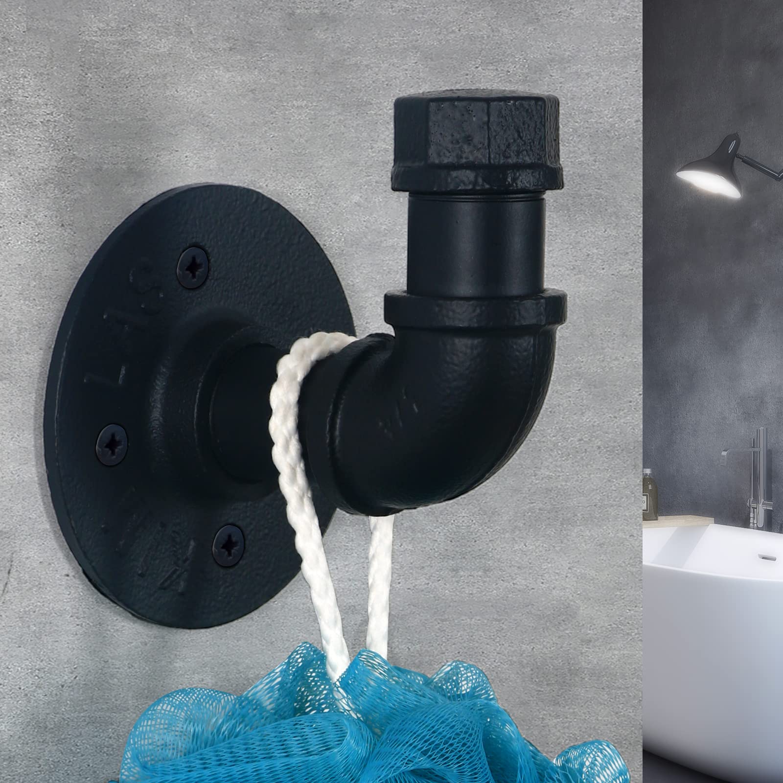 HouseAid wall-mounted pipe hook installed to save wall space