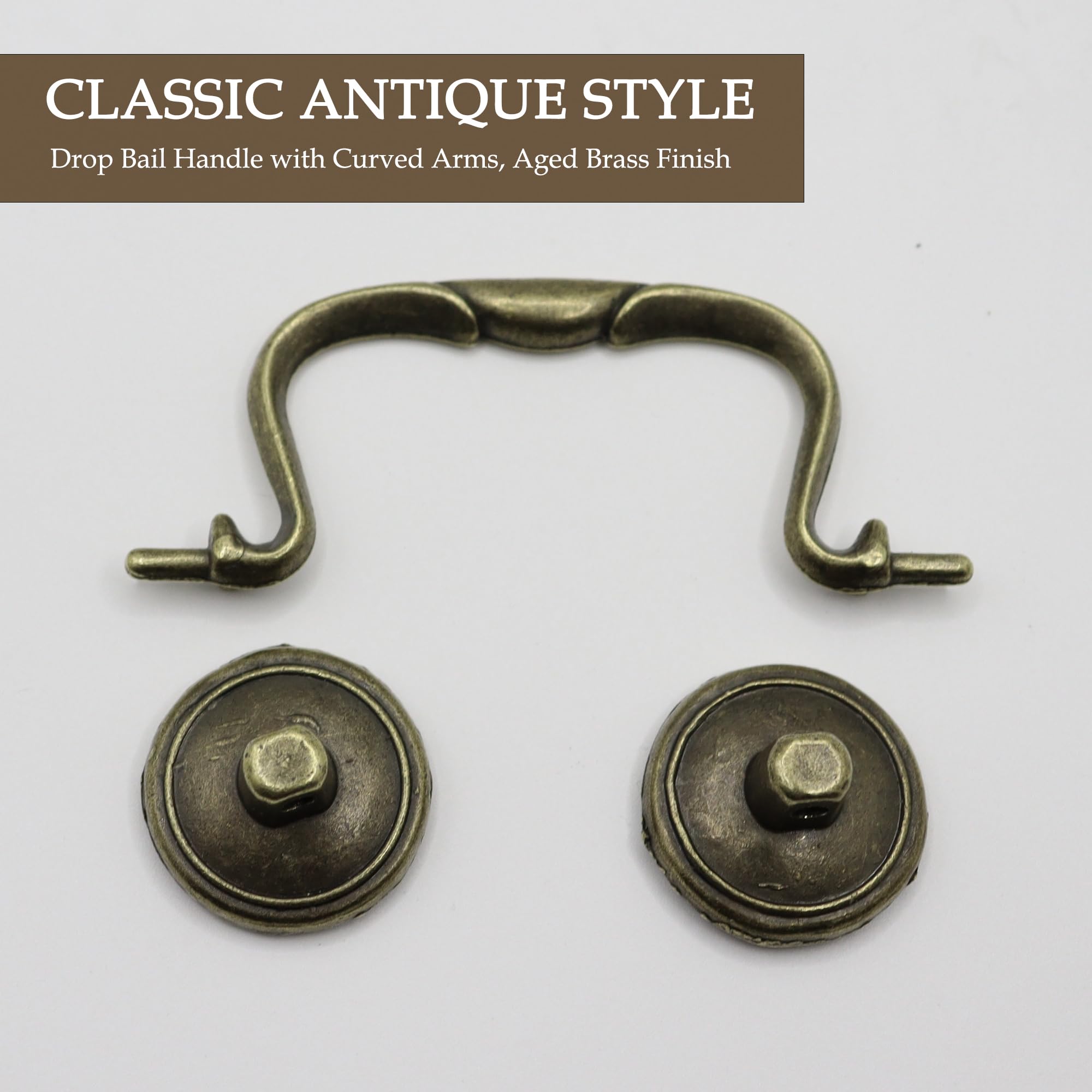HOUSEHOOK antique brass cabinet pull mounted on a dresser demonstrates quick upgrade potential