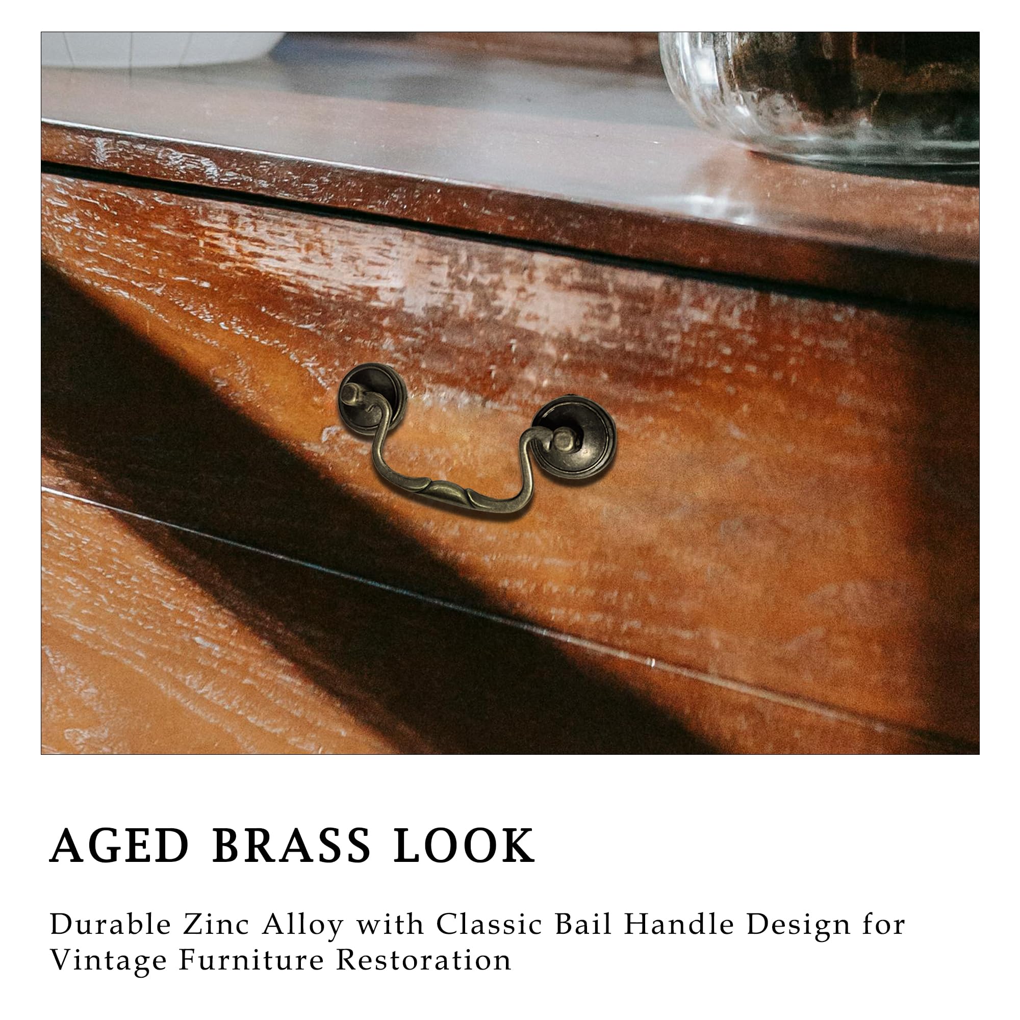HOUSEHOOK antique brass cabinet pull side view shows sturdy construction