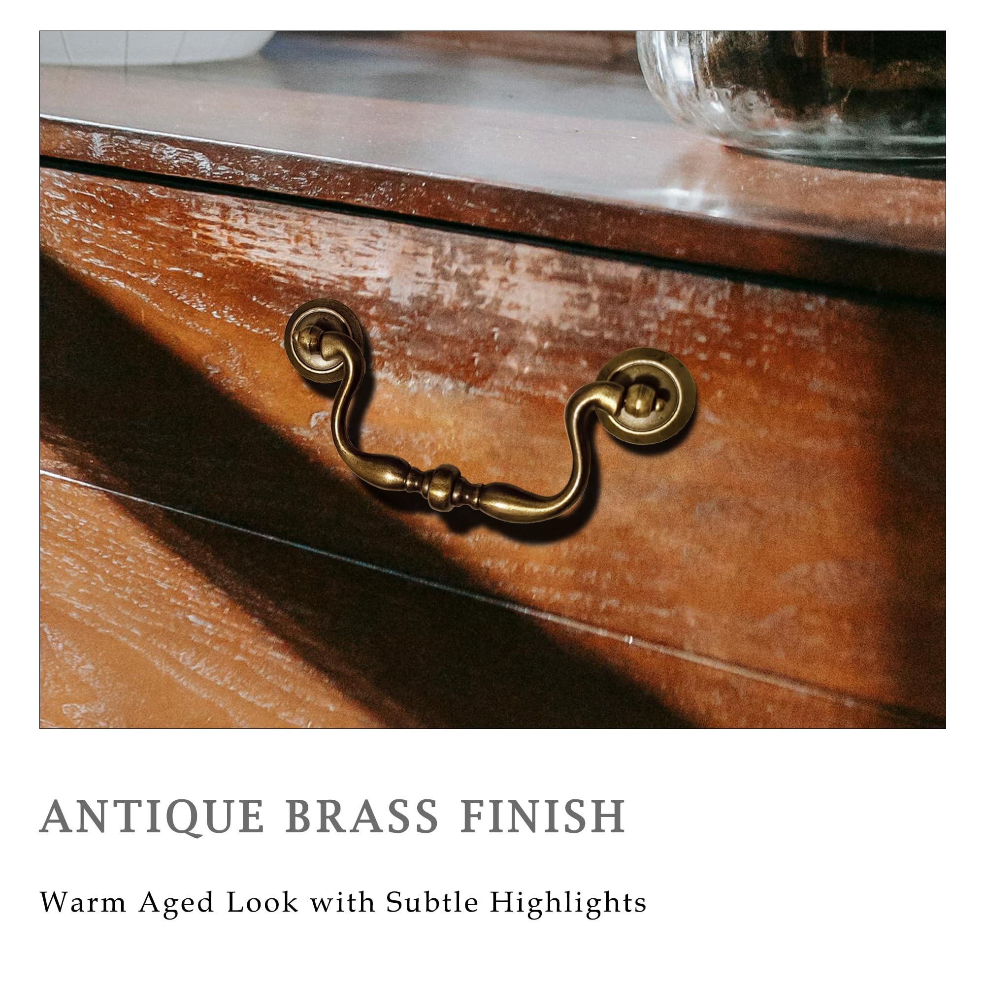 HouseHOOK antique-brass finish adds warm vintage charm to updated cabinets.
