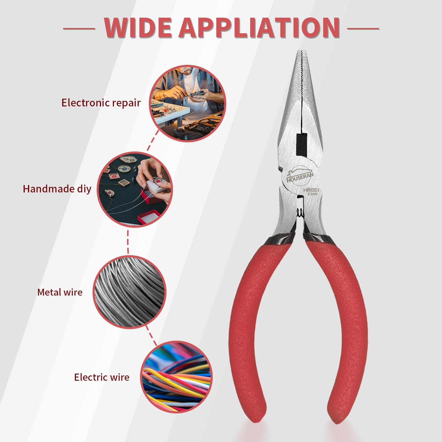 HOUSERAN non-slip grip handles improve control during detailed tasks.