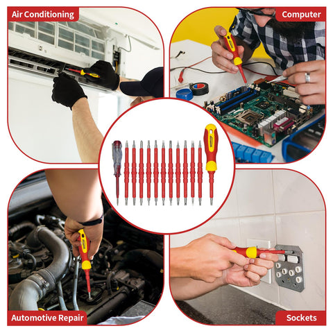 HOUSERAN blades include Phillips, Slotted, and Torx for many fasteners