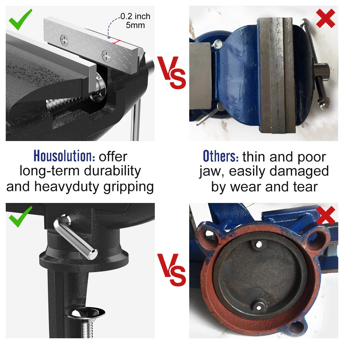 Housolution chrome-plated spindle ensures smooth adjustment and long-lasting performance.
