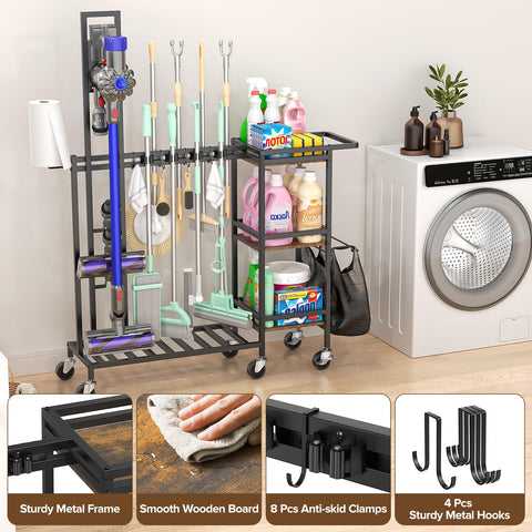 Housolution cart ergonomic handle for easy steering during cleaning