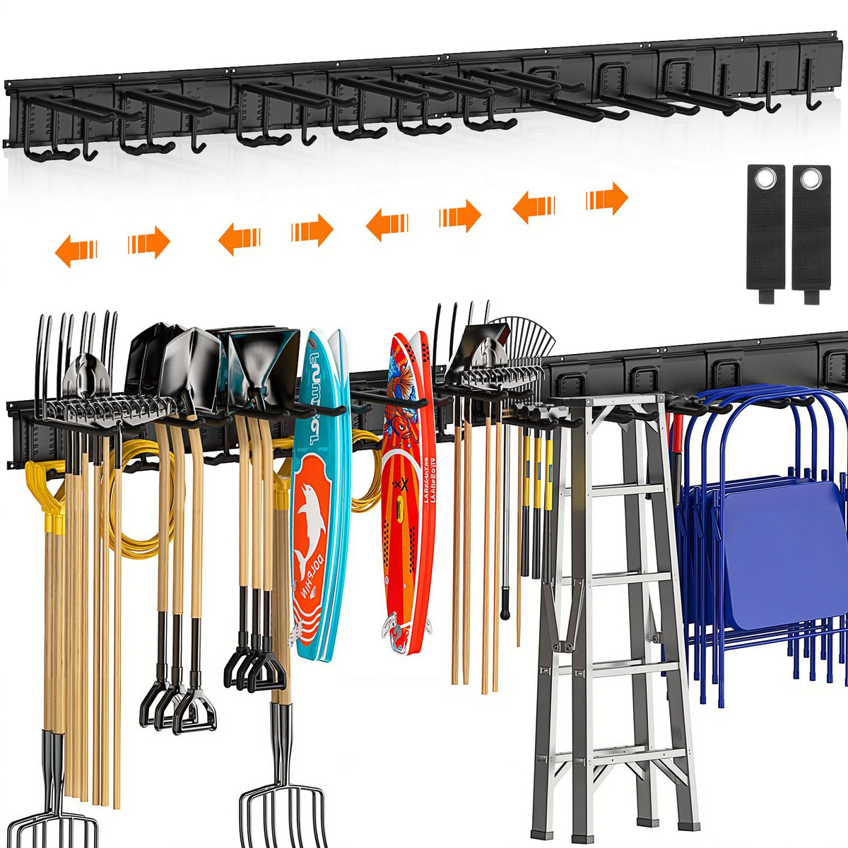Housolution heavy-duty wall organizer with 64-inch rails boosts garage storage space