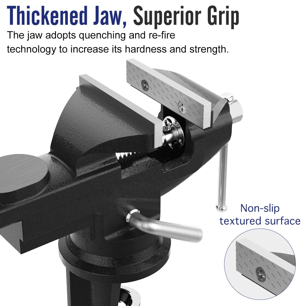 Housolution jaw-3in-opening provides strong grip for small to mid-size work.
