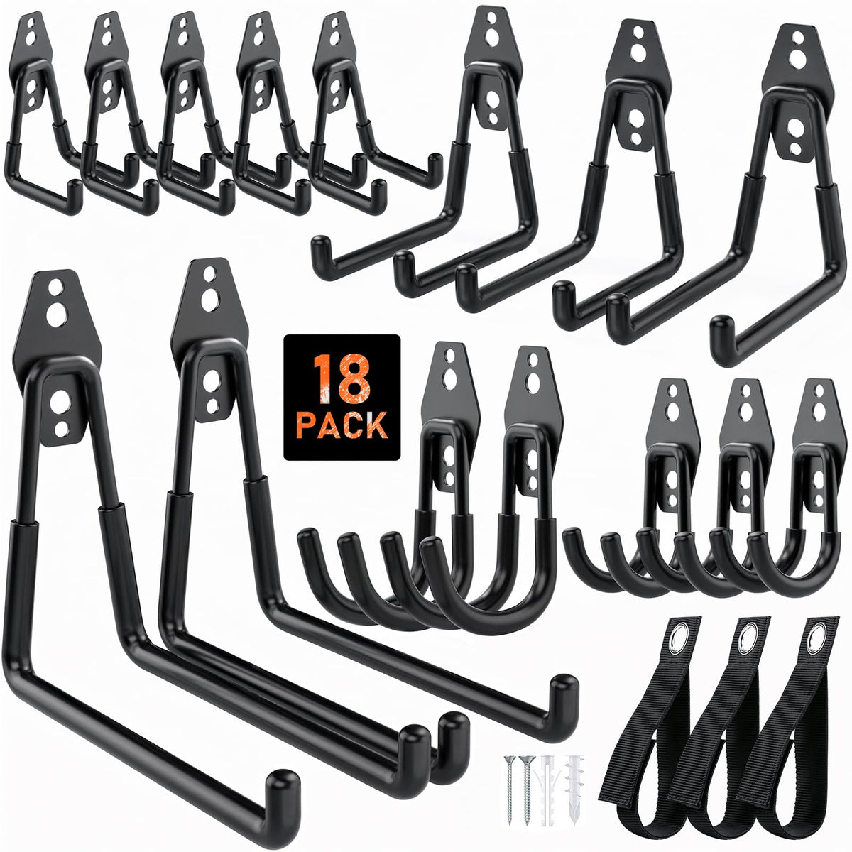 Housolution steel garage hooks with anti-slip coating securely hold items while protecting surfaces.