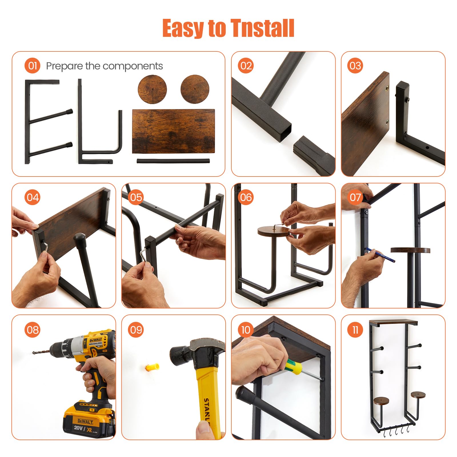 Hovnuyee installation steps with marked holes and level alignment