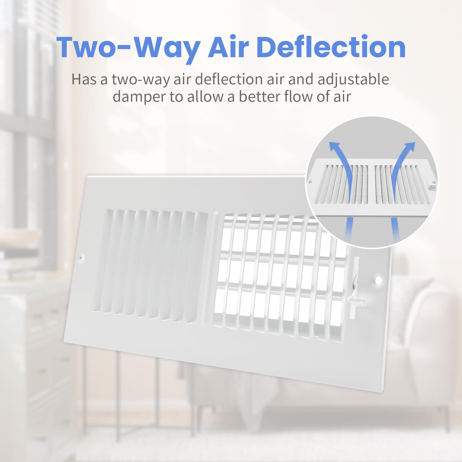 Howeall adjustable airflow blades for vertical tuning and quiet operation.