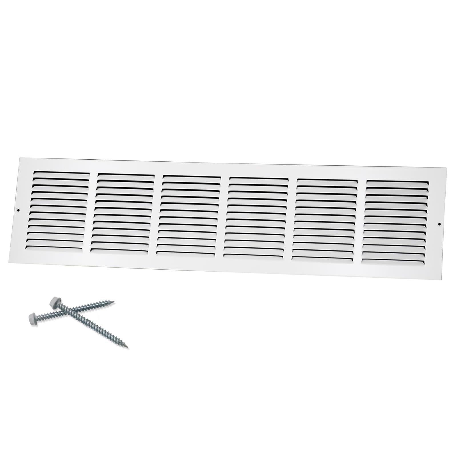 Howeall air return grille front view highlights durable steel construction and matte white finish