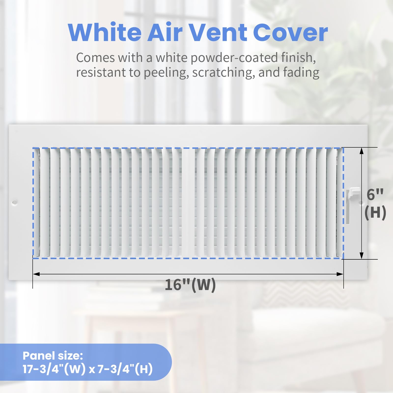 White powder-coated Howeall ceiling vent cover blends with decor