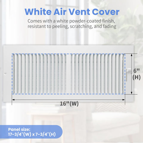 White powder-coated Howeall ceiling vent cover blends with decor