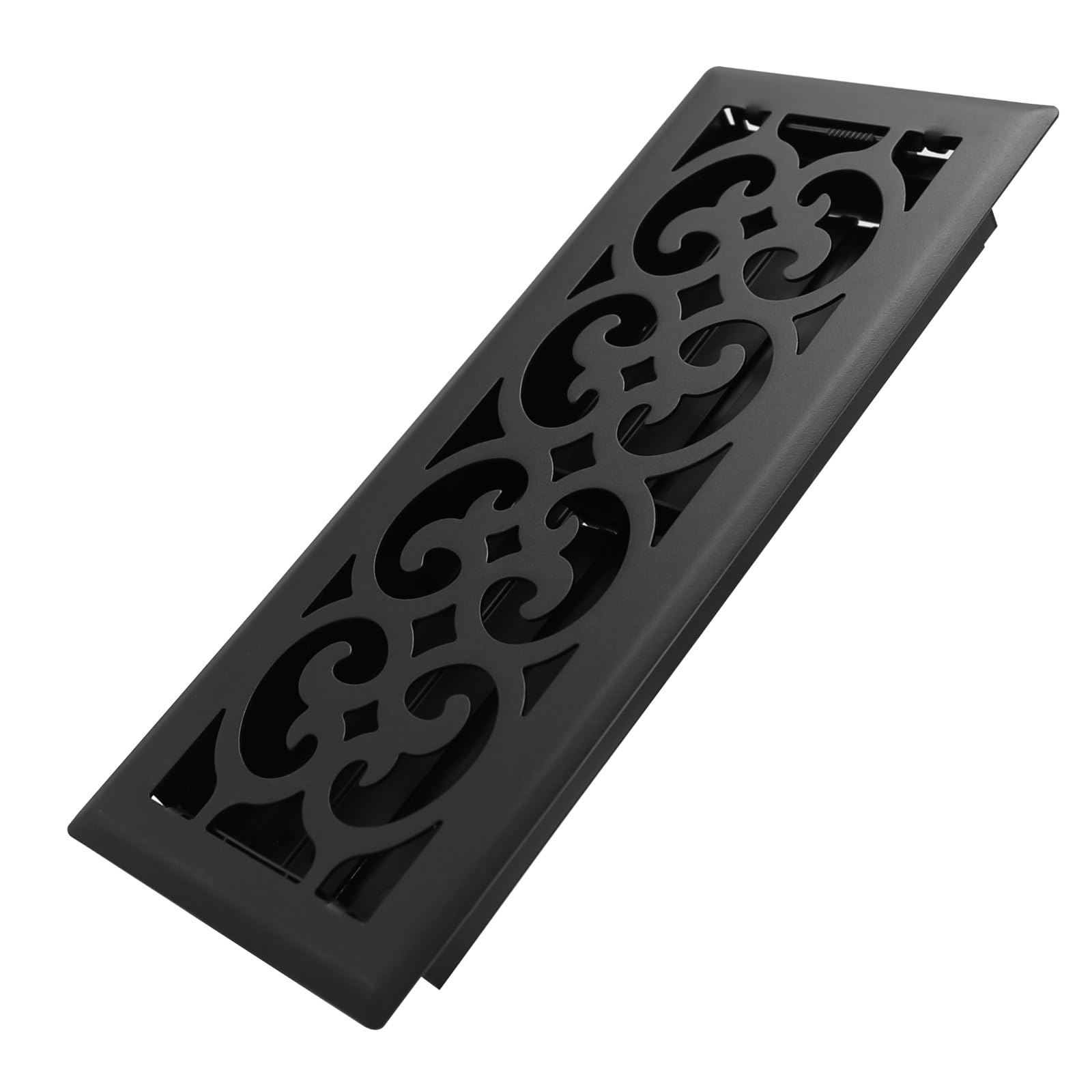 Howeall Charlotte floor register matte black front view shows durable 2mm steel construction.