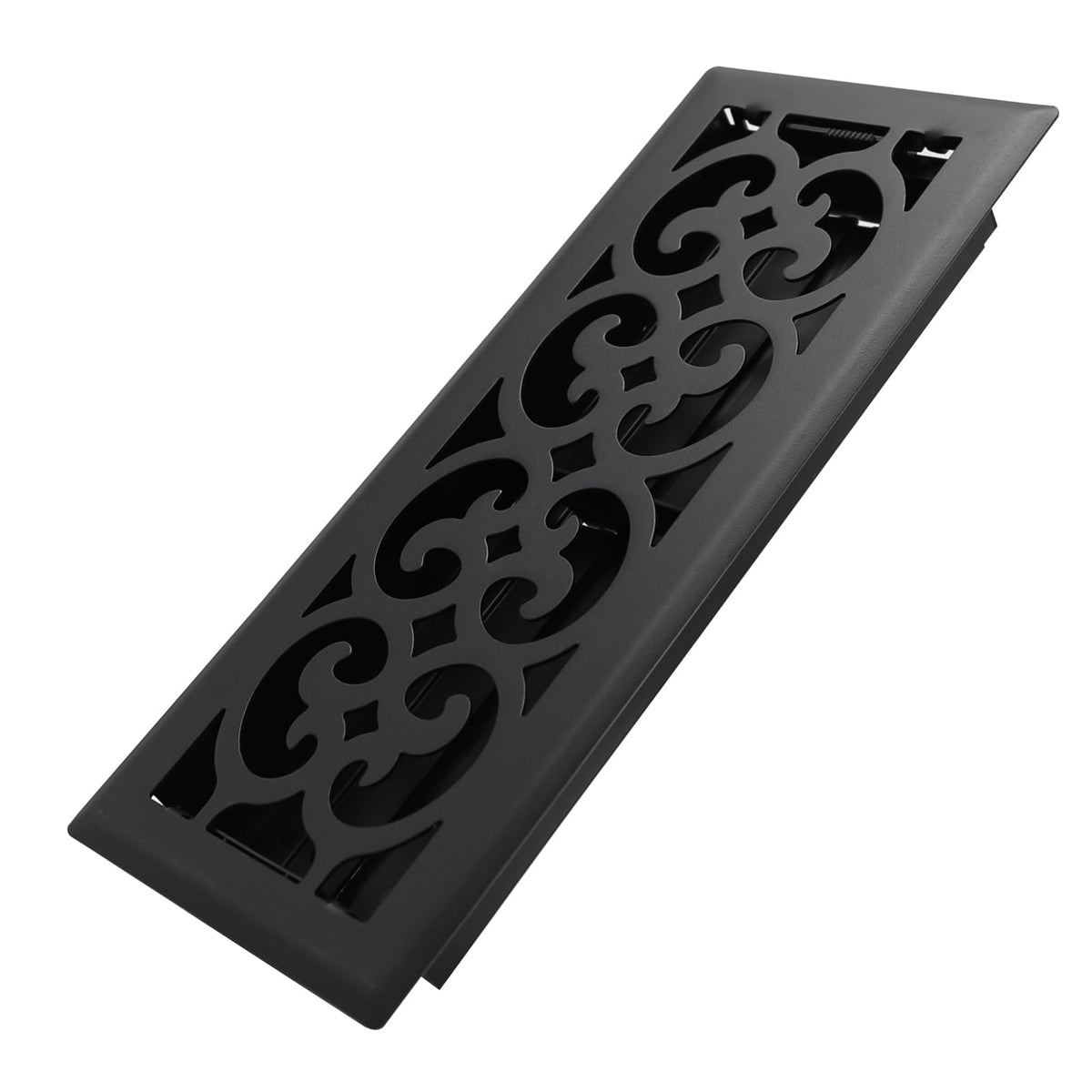 Howeall Charlotte floor register matte black front view shows durable 2mm steel construction.