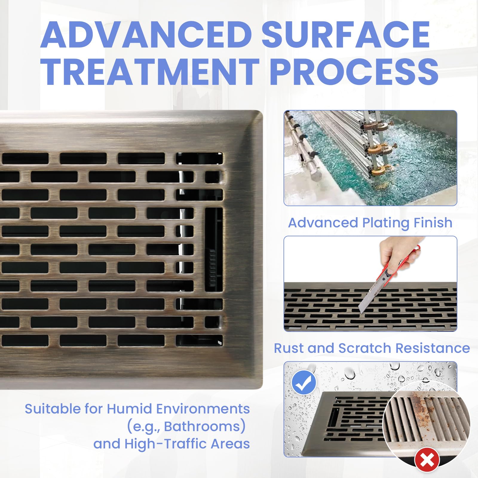 Howeall edge-folded frame installs without screws for seamless floor integration.
