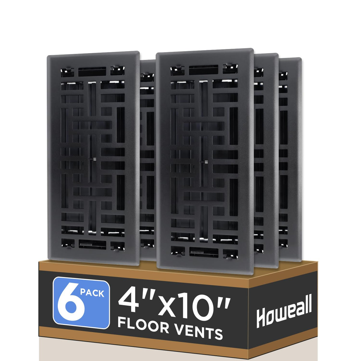 Howeall floor register 4x10 steel frame close-up showing durable construction