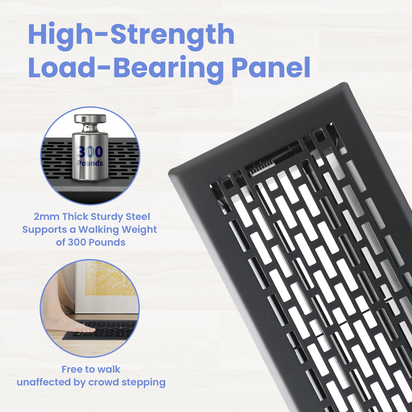 Howeall adjustable damper lever floor register enables precise airflow control and quiet operation.