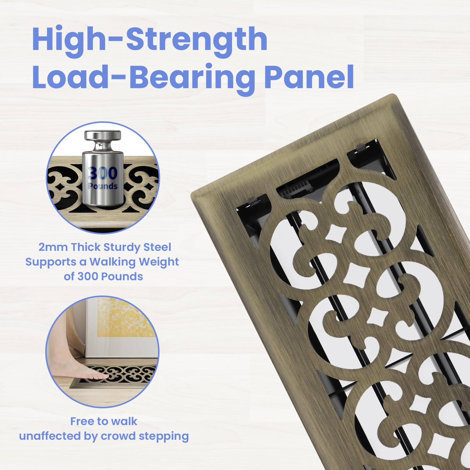 Howeall floor register damper control enabling adjustable airflow for customized comfort