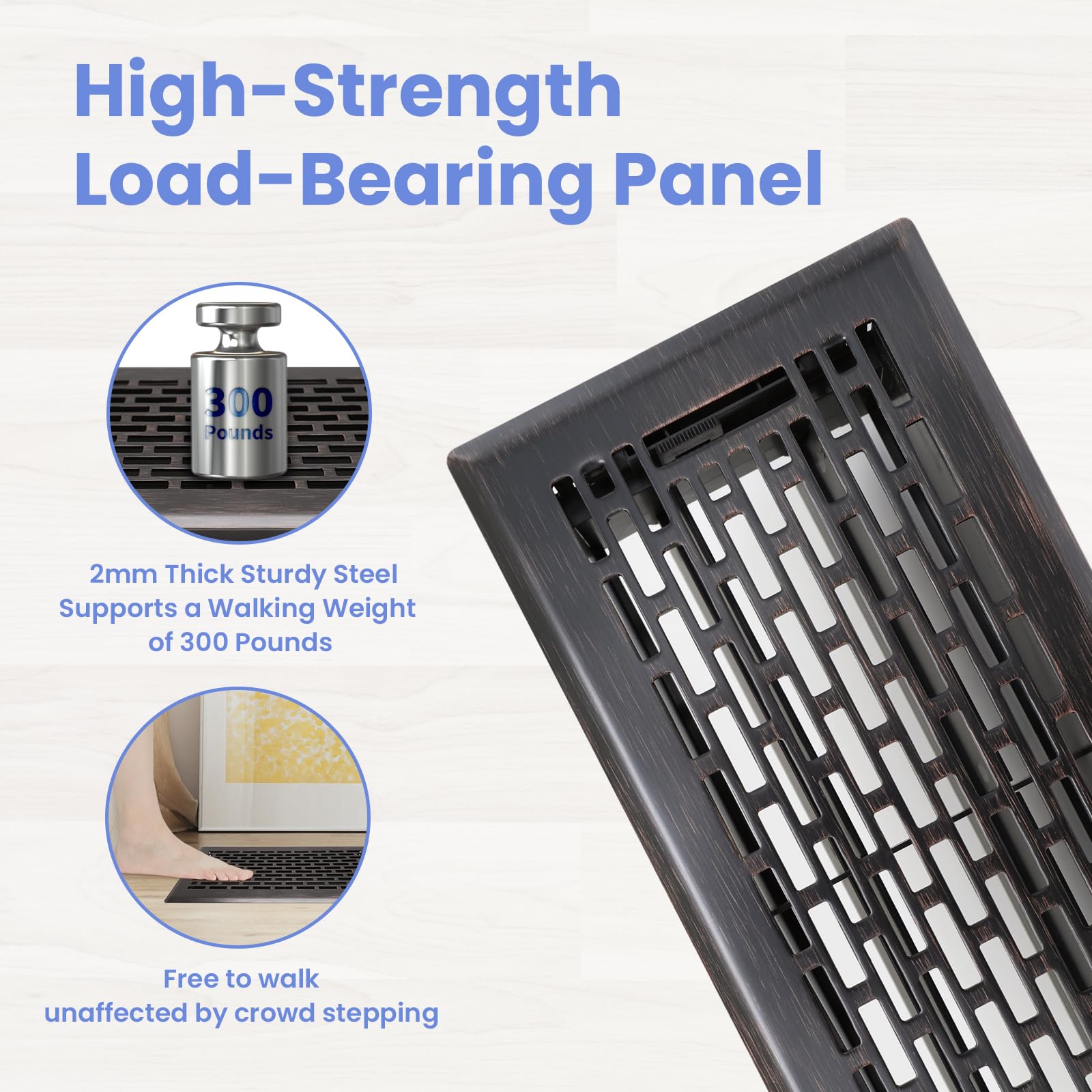 Howeall heavy duty walkable floor register 4x10 supports foot traffic with rust resistant steel