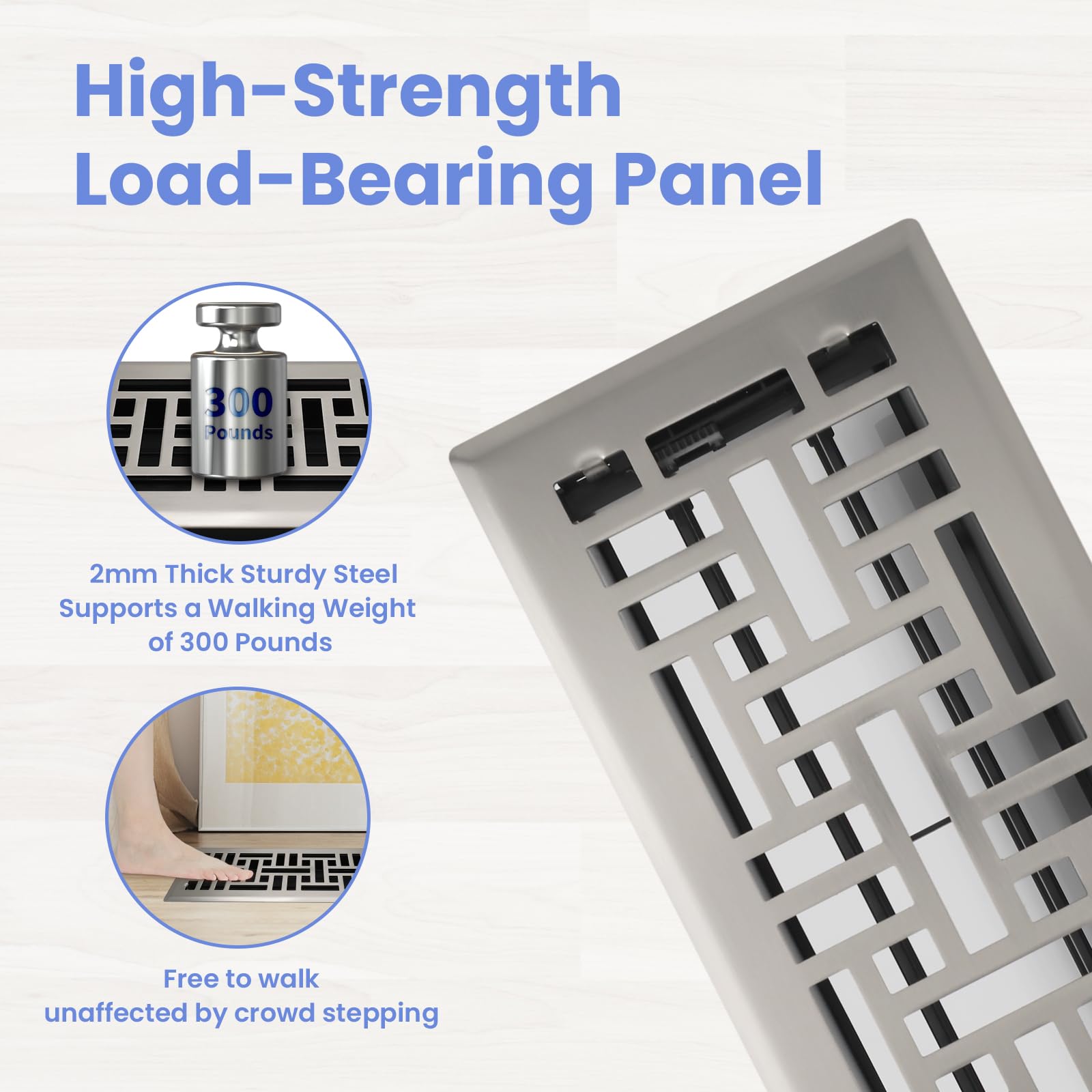 Howeall heavy-duty walkable register with smooth adjustable damper for precise airflow