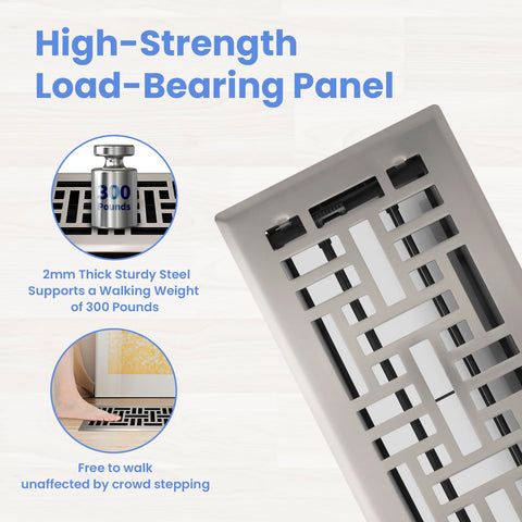 Howeall heavy-duty walkable register with smooth adjustable damper for precise airflow