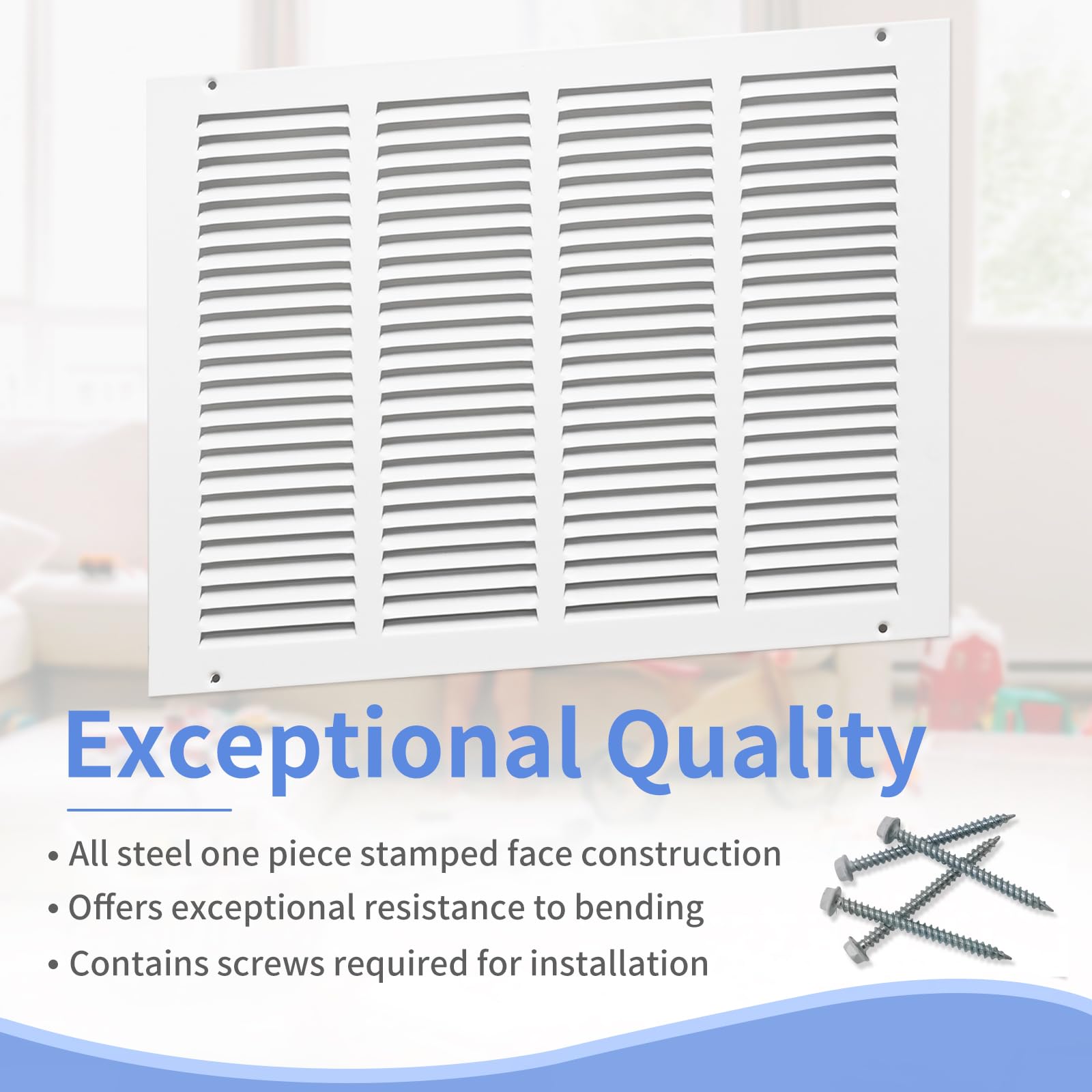 Howeall matte white powder-coated finish complements interiors and resists wear over time.