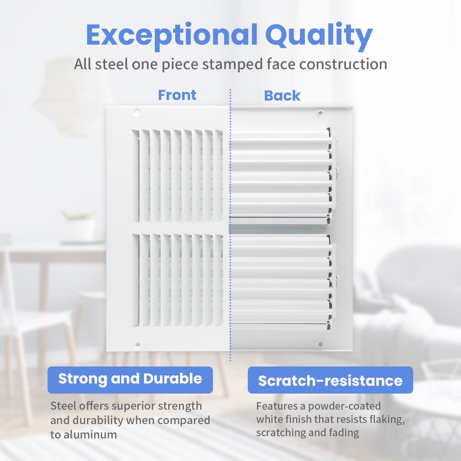 Howeall vent with multi-shutter damper lets you adjust airflow precisely.