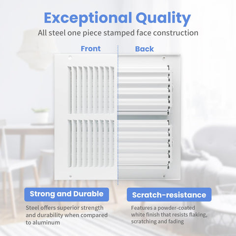 Howeall vent with multi-shutter damper lets you adjust airflow precisely.