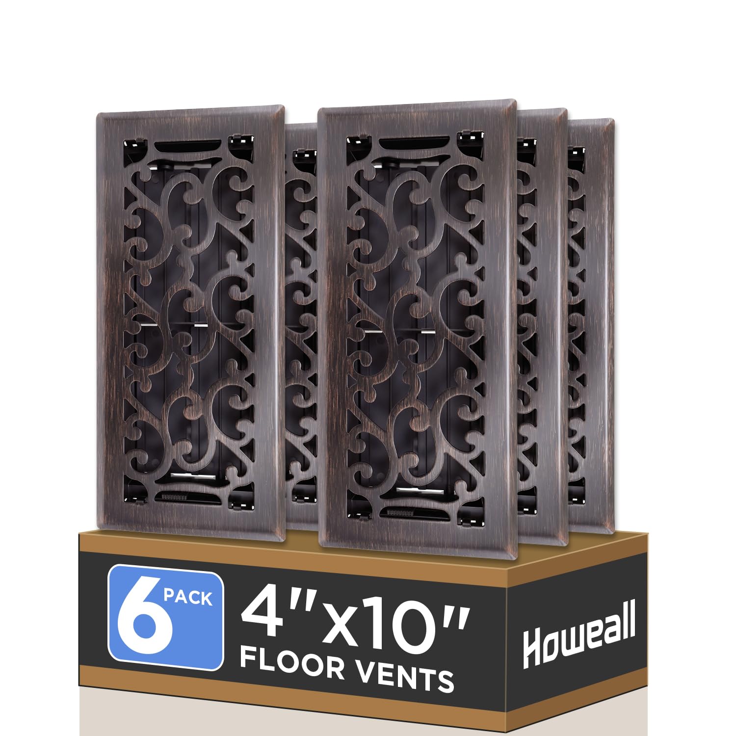 Howeall Savannah design floor register with 4x10 inch opening improves decor and airflow.