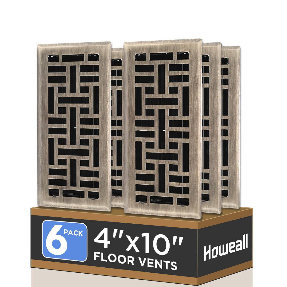 Howeall Seattle antique brass floor register 4x10 inch for durable, stylish ventilation.