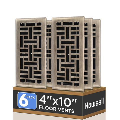 Howeall Seattle antique brass floor register 4x10 inch for durable, stylish ventilation.