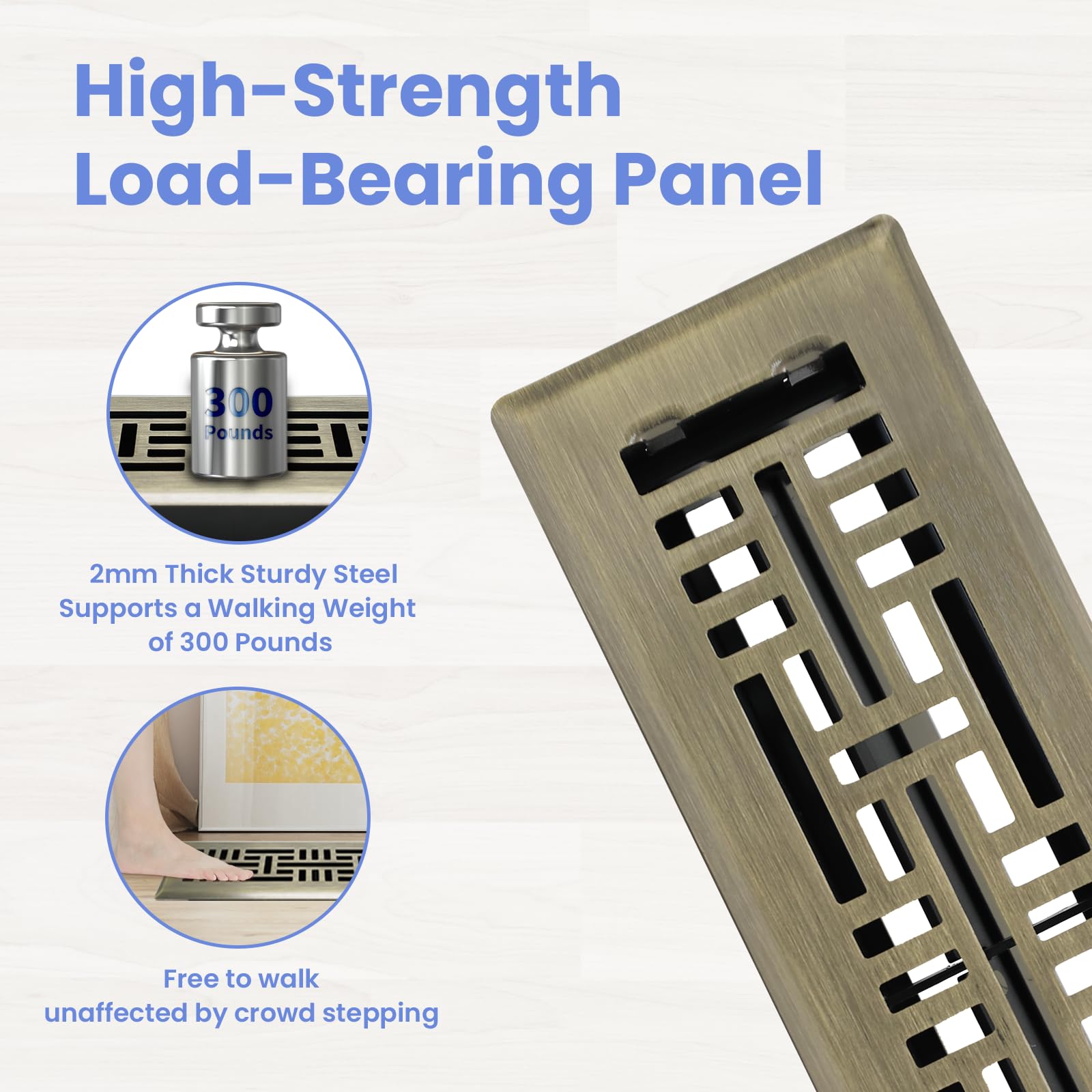 Howeall Seattle design floor register with dampers demonstrates precise airflow control for customized comfort.